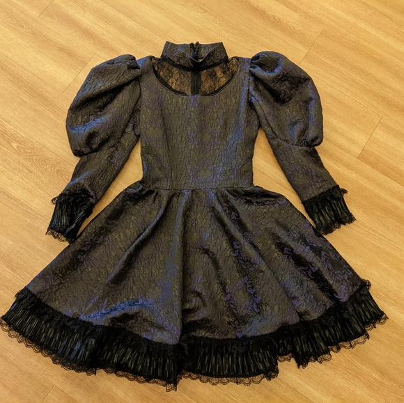 Dresses & Skirts - Handmade dress, black+purple.
